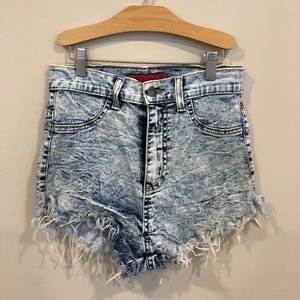 High Waisted Acid Wash Jean Shorts